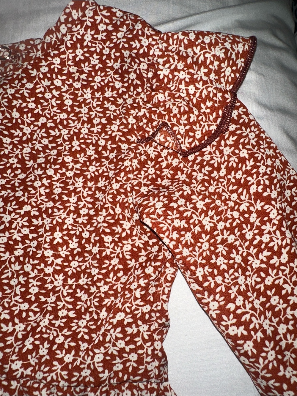 Rust Floral Baby Romper - White Print - Picture 3 of 8
